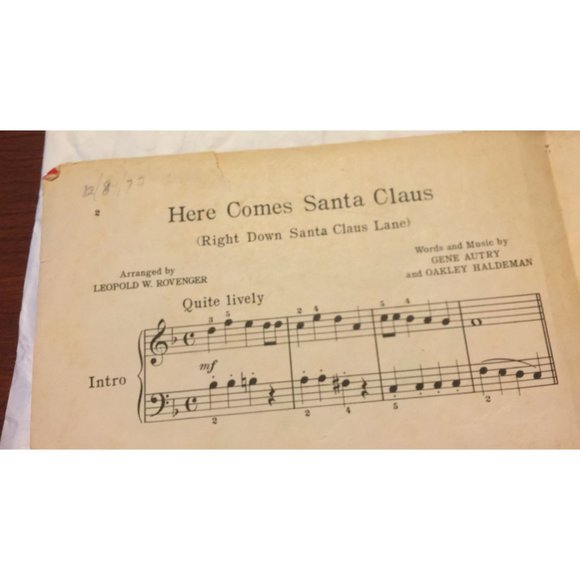 Here Comes Santa Claus by Gene Autry & Oakley Haldeman Vintage Sheet Music - Picture 7 of 12
